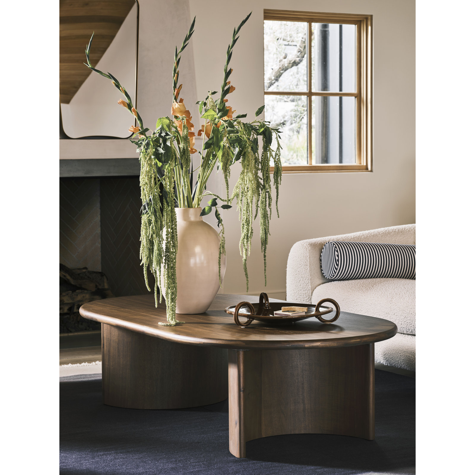 Table Vase, 12.75" H x 9.5" W x 9.5" D, Ecru