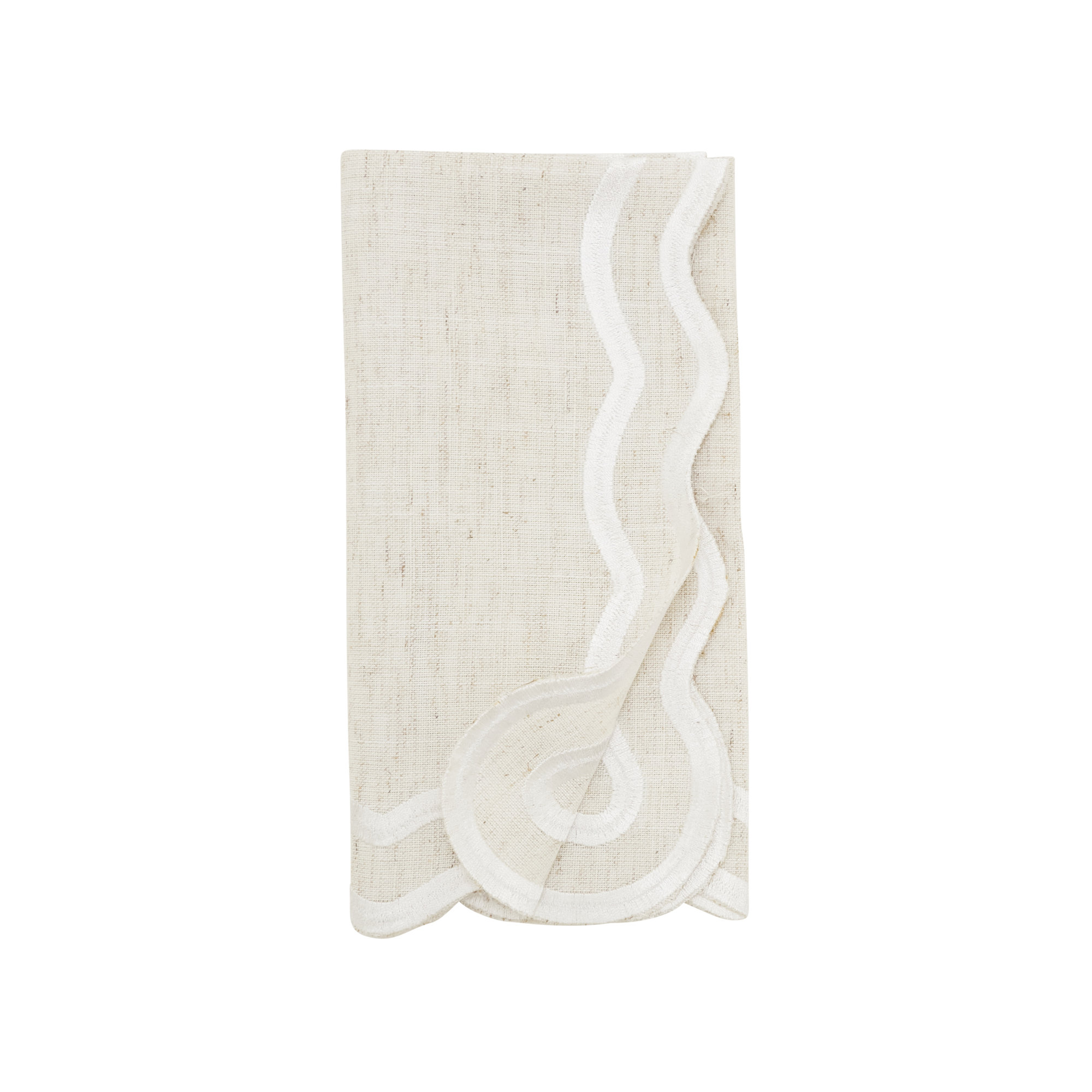 Scalloped Border Napkin (Set of 4), Tan