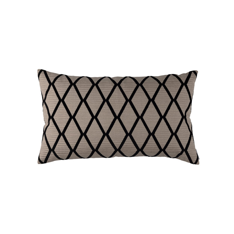 Brook Lumbar Pillow Cover & Insert, Dark Sand/Black, 18" x 30"