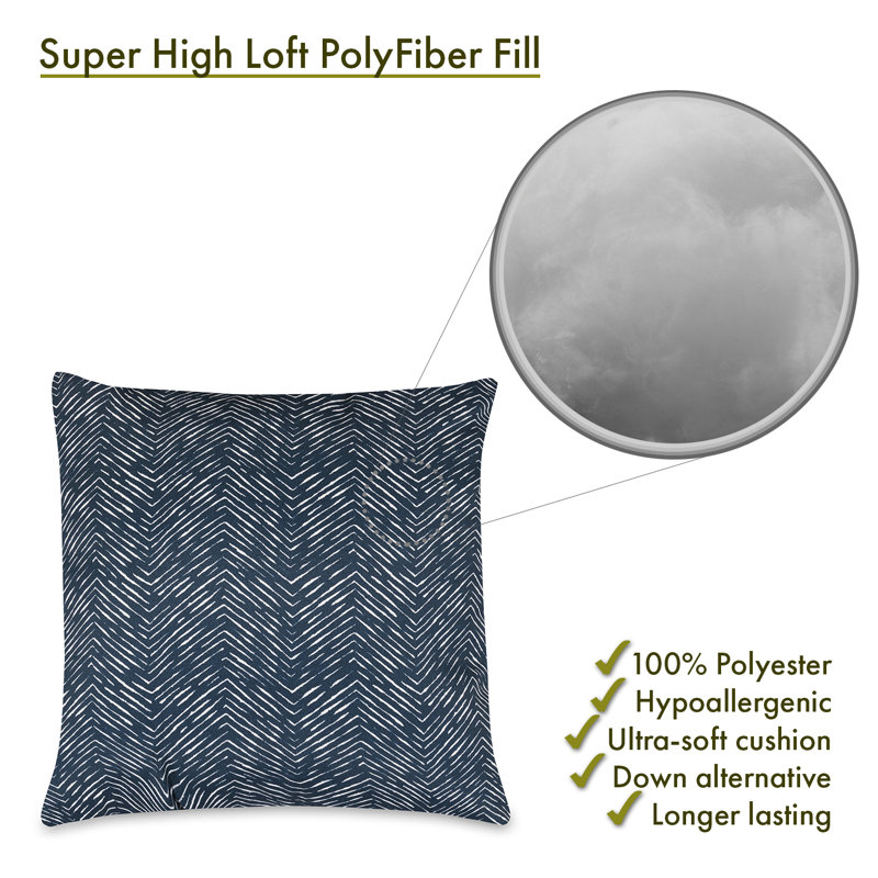 Southwestern Chevron Outdoor Reversible Throw Pillow, 20" H x 20" W x 8" D, Navy