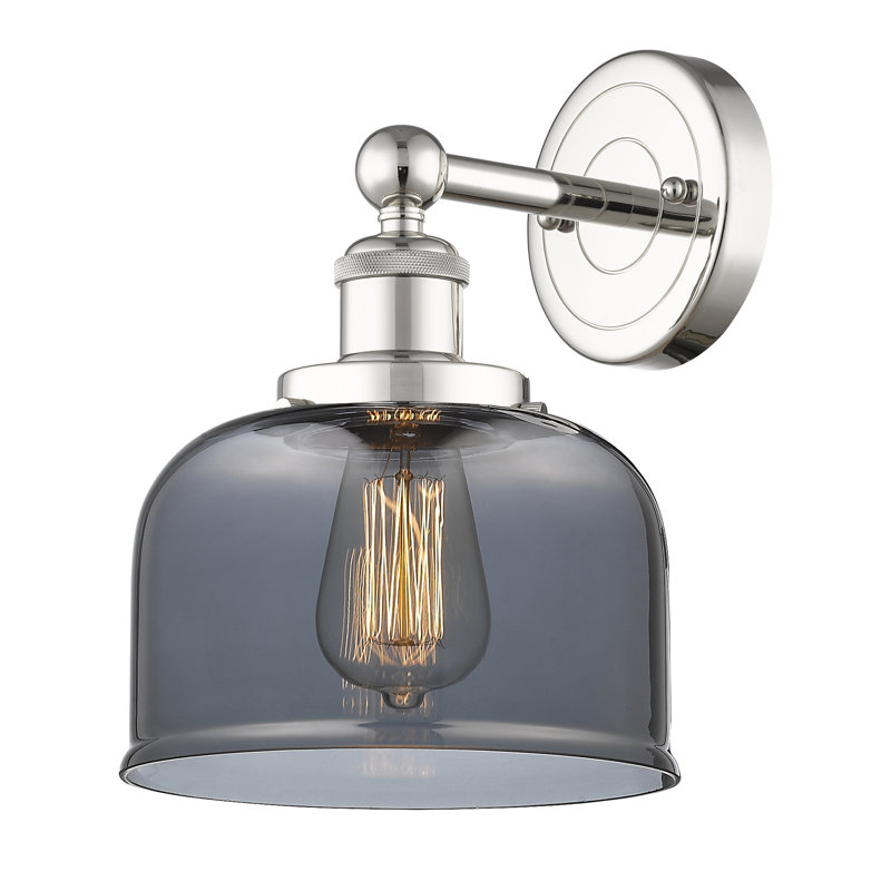 Cetronia Steel Armed Sconce, Polished Nickel, Plated Smoke