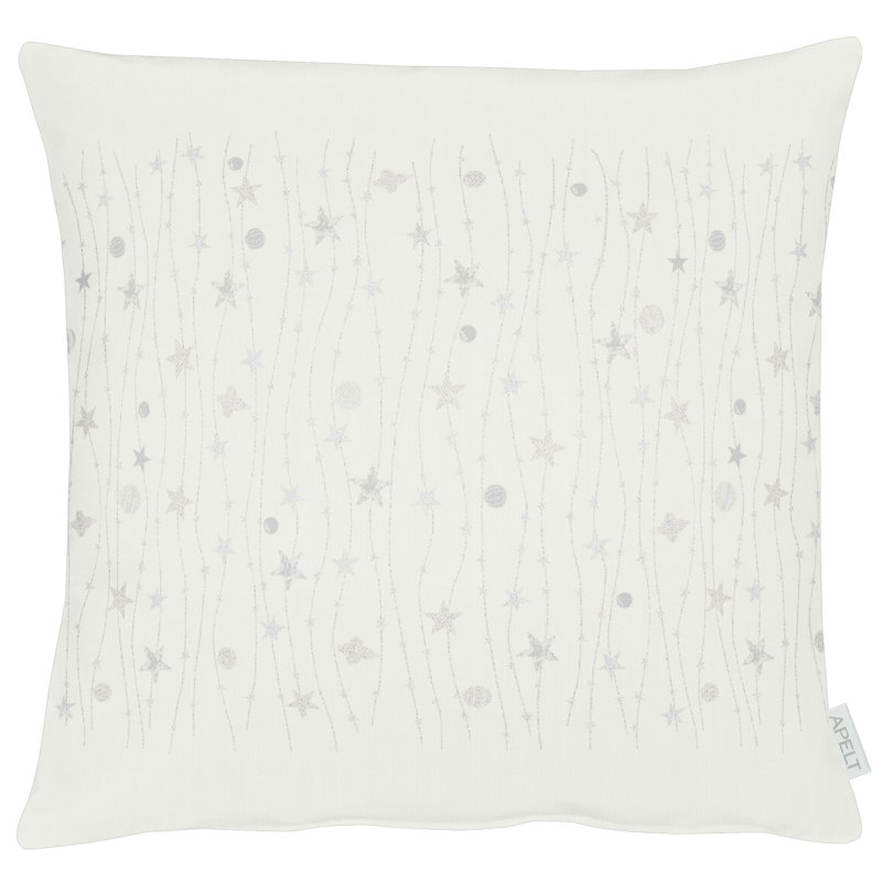 Brais Square Throw Cushion, 49cm H x 49cm W, White/Silver, Cushion Cover Only - No Insert