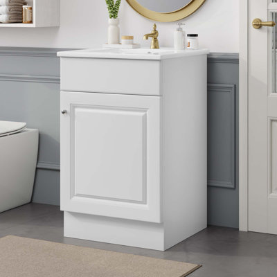 Meuble-lavabo de 20 po avec lavabo, meuble-lavabo avec tablette de porte et tablette réglable