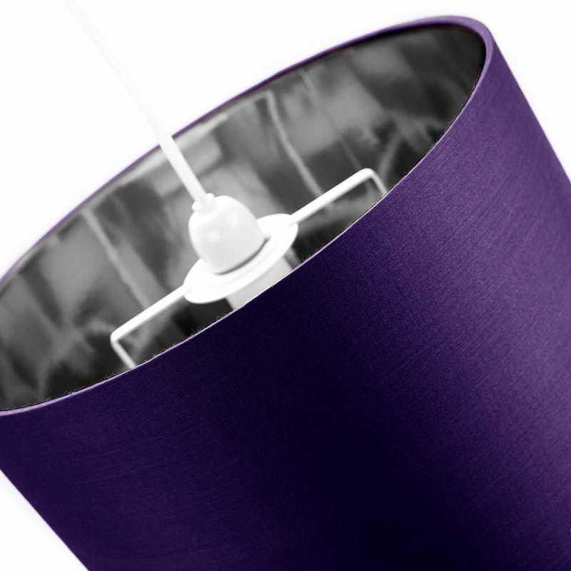 Contemporary Cotton Lamp/Light Shade with Shiny Paper Inner, 20cm H x 30cm W x  30cm D, Purple