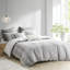 Housse de couette 100% coton, pour lit double / grand, 3 pièces, avec imprimé, gris