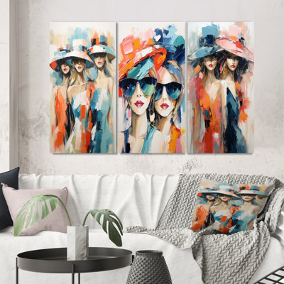 «Whimsical Fashion Gril», 3 pièces sur toile