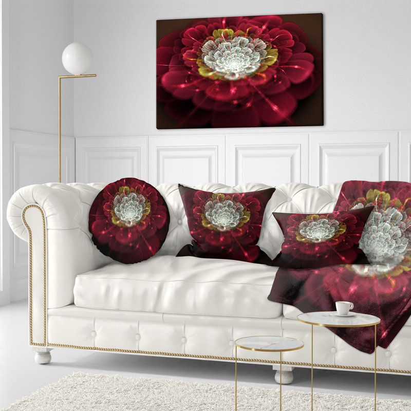 Coussin lombaire floral fractal, rouge