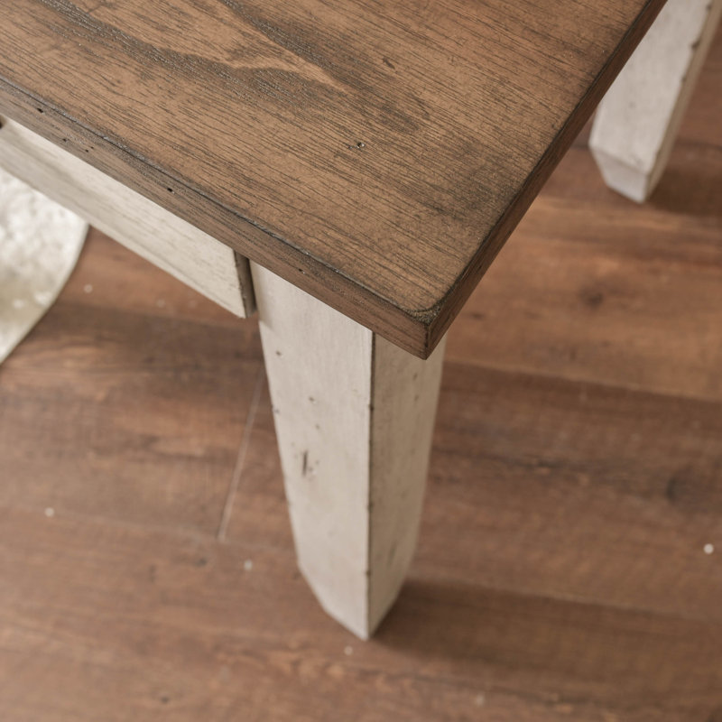 Table de bout avec rangement Elgin, Ivoire rustique