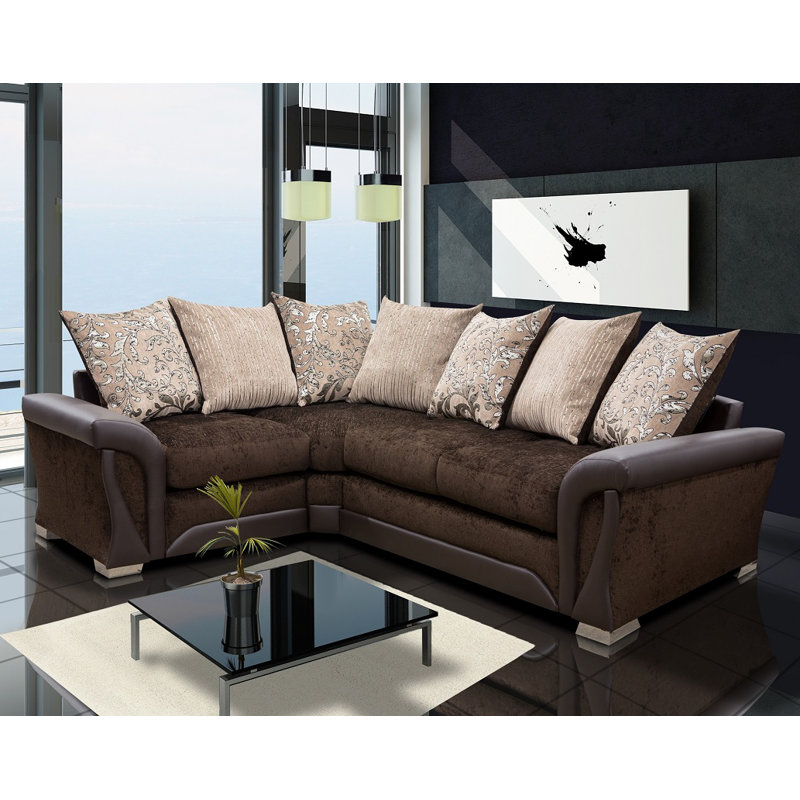 Bracamonte 4 Seater Corner Sofa , Left facing, Brown/Brown