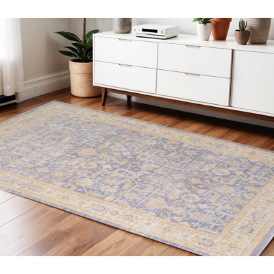 Tapis floral lavande et orange 4 pi x 6 pi