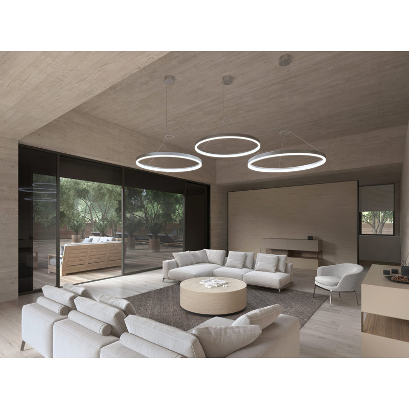 Corona 1-Light LED Unique / Statement Chandelier, 2" H x 48" W x 48" D, Bright Satin Aluminum, 3000K