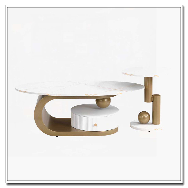Ensemble de tables basses Nesting, Doré