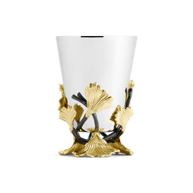 Golden Ginkgo Vase, 4.25" H x 3.25" W x 3.25" D