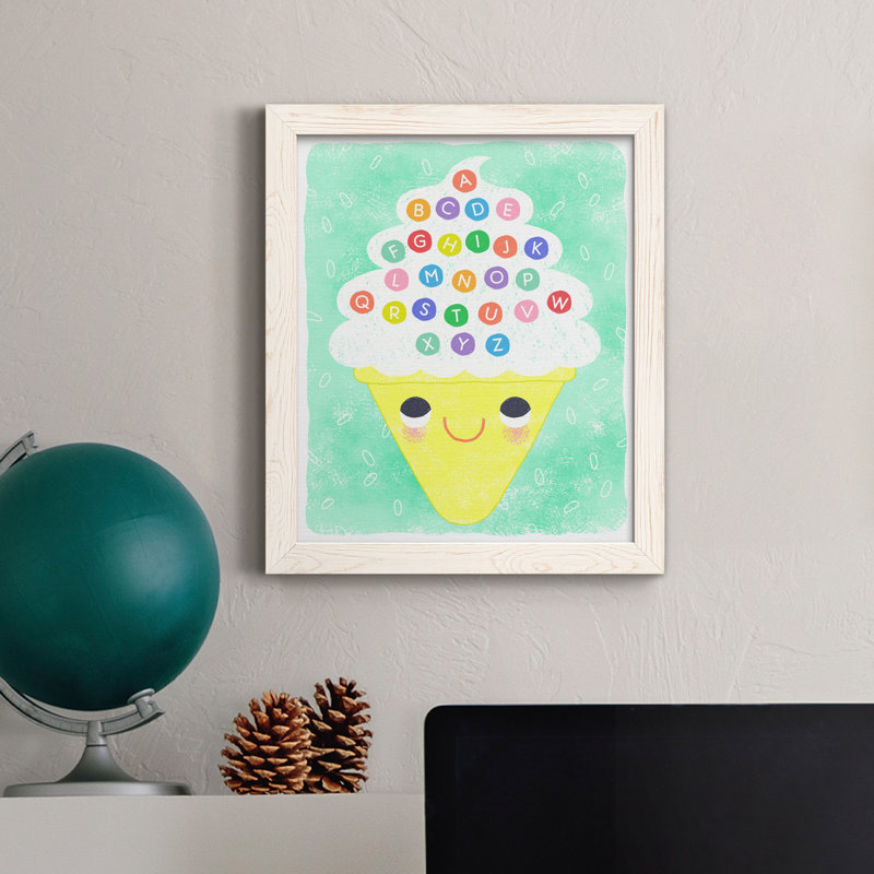 Ice Cream Alphabet - cadre photo, impression sur toile, Blanc, H 44 po x l 31 po x P 1 po