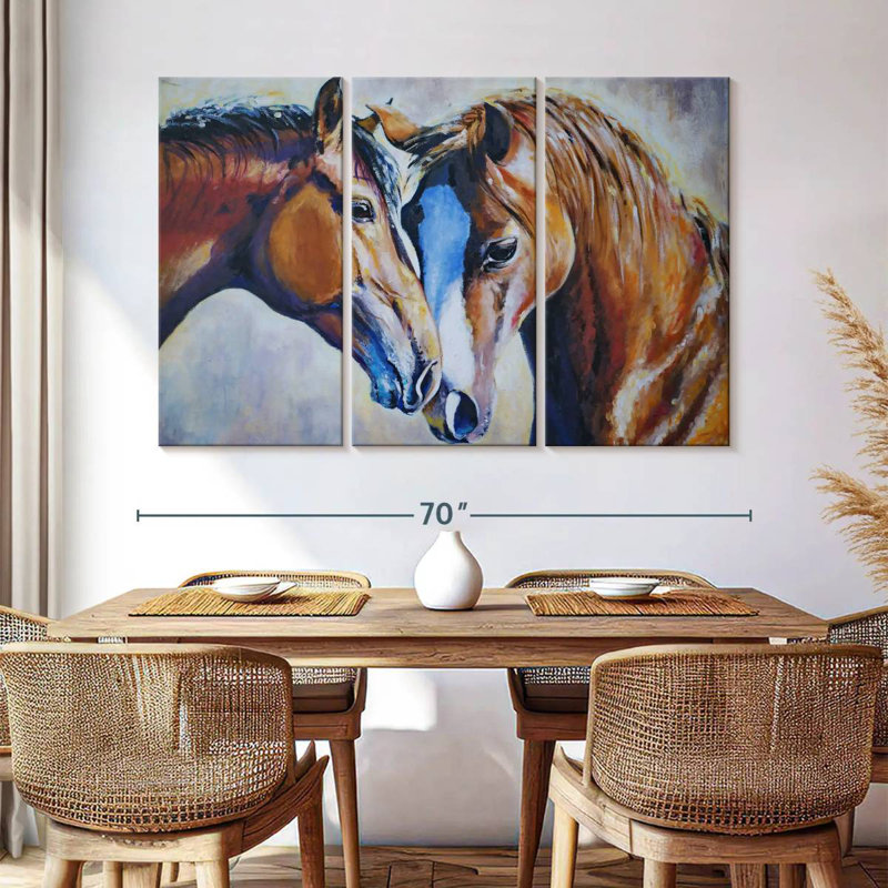 Two Affectionate Horses, 28" H x 45" W