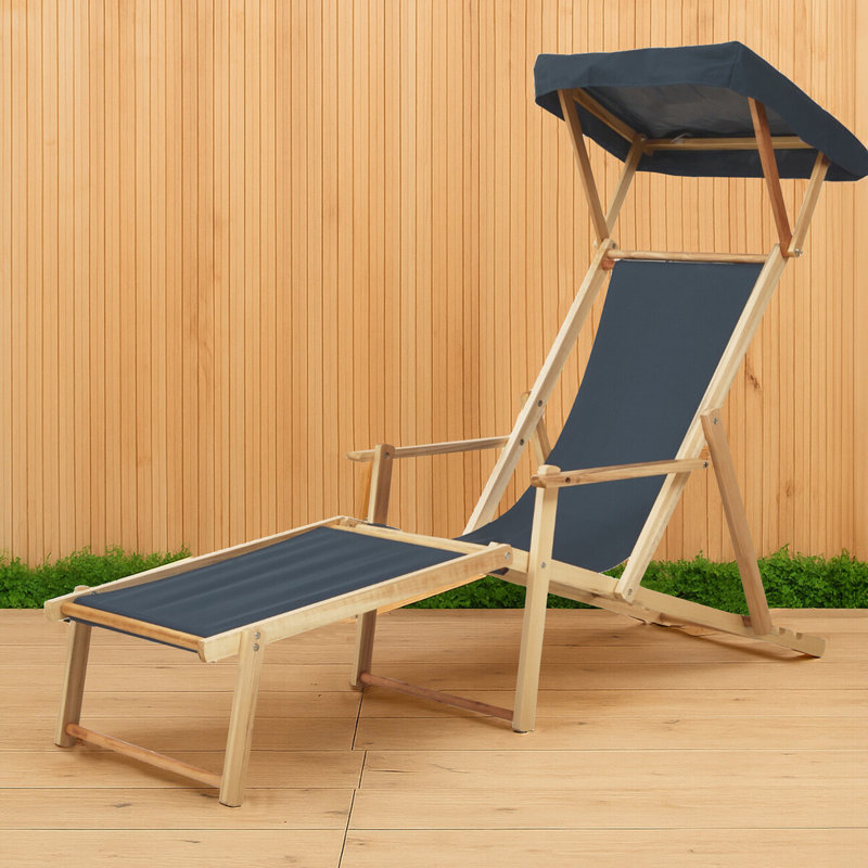 Farley 62cm Long Reclining Birch Single Sun Lounger, Khaki
