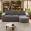 Canapé modulaire incurvé de 99 po en chenille gris avec méridienne, sans assemblage-793243033