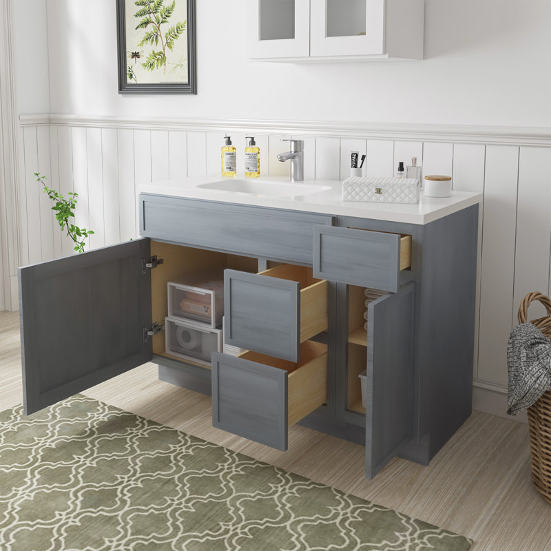 Base de meuble-lavabo simple 48 po seulement, Argent argent