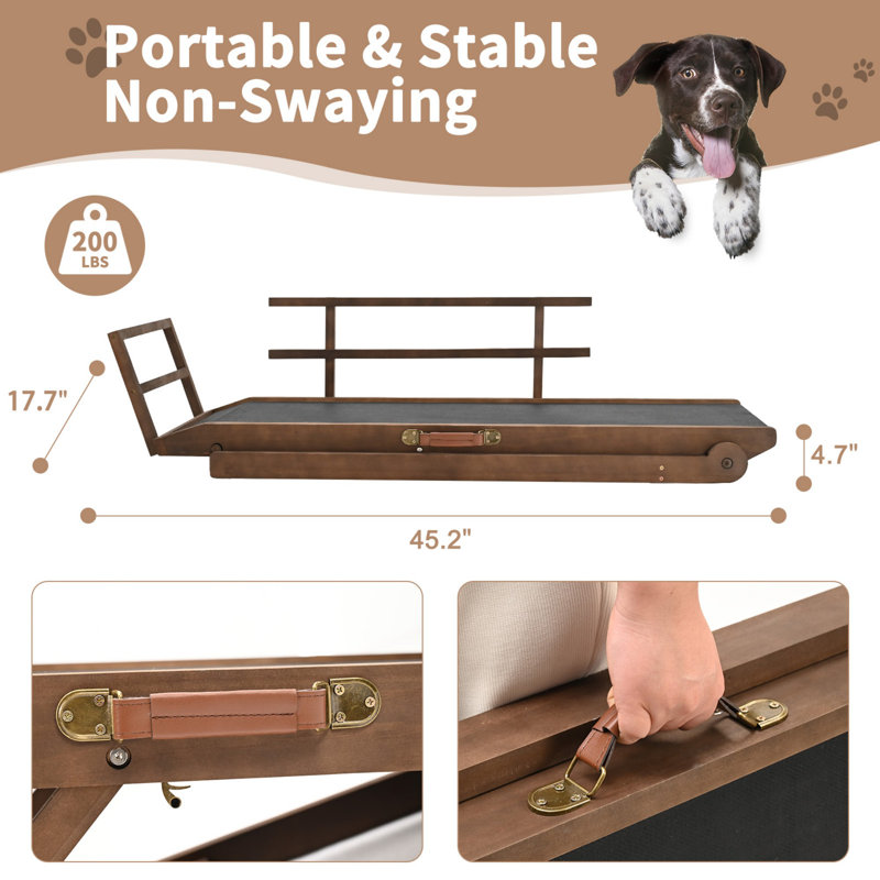 Rampe pour chien, rampe pliable réglable pour lit, canapé, rampe pour véhicule, H 4,7 po x l 17,7 po x P 45,2 po