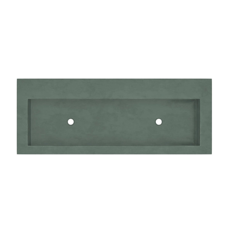 Trough Concrete Handmade Rectangular Drop-in Bathroom Sink, Forest, No Faucet Hole