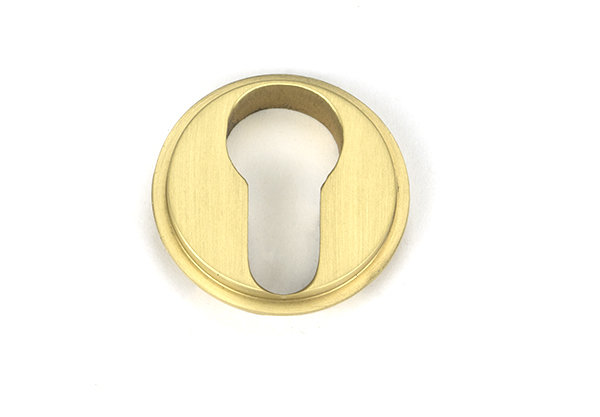 Art Deco Satin Brass Round Euro Escutcheon