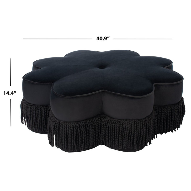 Repose-pieds de cocktail de 41 po de largeur, Velours noir