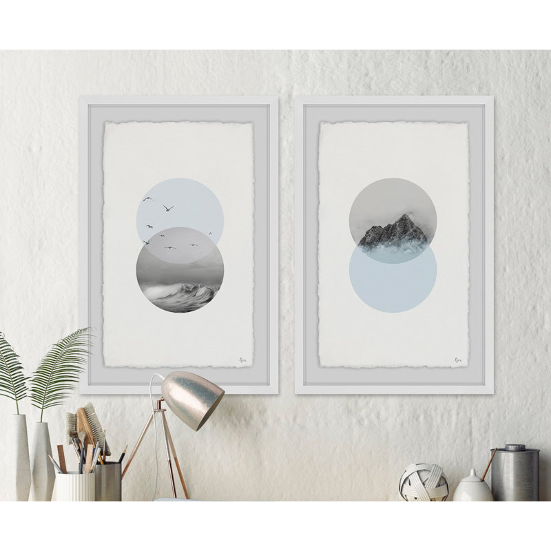 «Interchangeable Diptych» par Eyre Tarney - ensemble de 2 reproductions d'art sur papier encadré, H 18 po x l 12 po