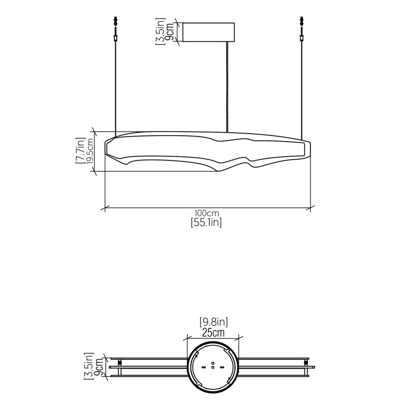 Luminaire suspendu Horizon Accord DEL, H 7,68 po x l 55,12 po x P 3,54 po, Laurel Freijo