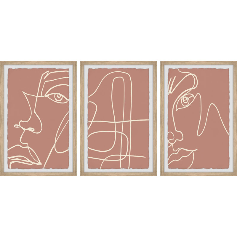 Hebersham Faces Of Nobody by Marmont Hill - 3 Piece Single Picture Frame Print Set, 91cm H x 61cm W x 3.81cm D