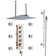 16" Ceiling Mounted 4-Function Thermostatic Rainfall Shower System with 6 Body Jets and Slide Bar