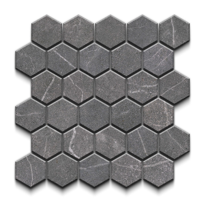 Newstone Matte Hexagon Mosaic Wall & Floor Tile (.80 Sq. Ft. /Sheet), Black
