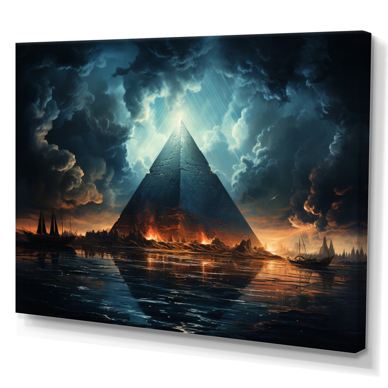 Pyramide réverbération monochrome sur toile, Toile tendue, H 30 po x l 40 po x P 1,5 po
