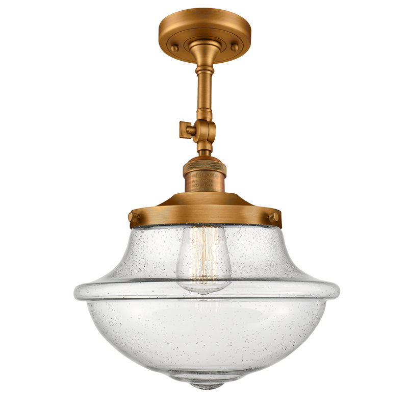 Plafonnier semi-encastré 1 lumière 12 po Baptiste, Ampoule non incluse, Grainé, Laiton brossé