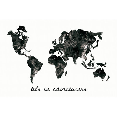 Lets Be Adventurers Black Map - Wrapped Canvas Art Prints