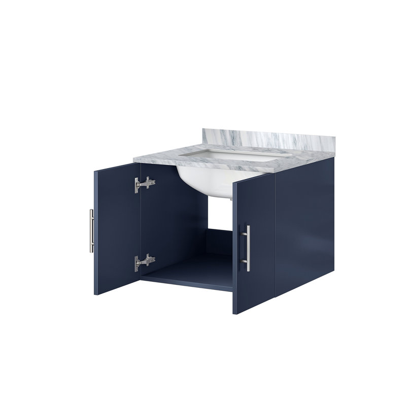Meuble-lavabo compact avec comptoir Carrara, Marine, Marbre