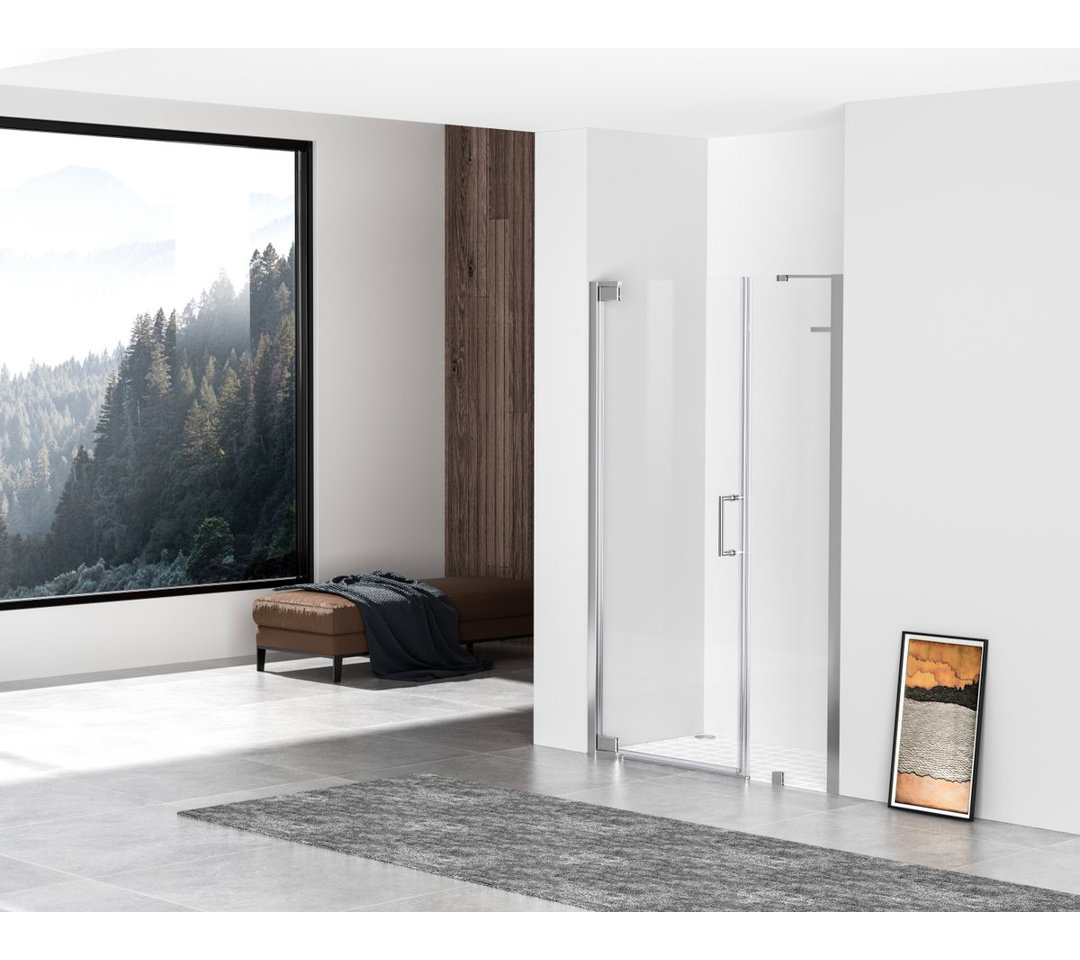 46.5" W x 72" H Pivot Frameless Shower Door Elegant Home Living 