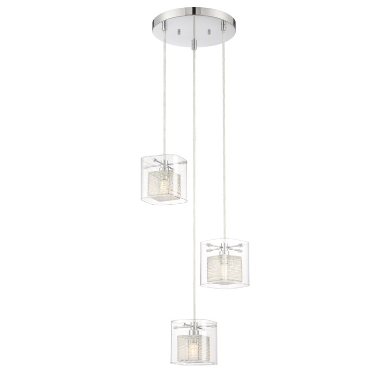 Suspension carrée 3 lumières grappe Rothley