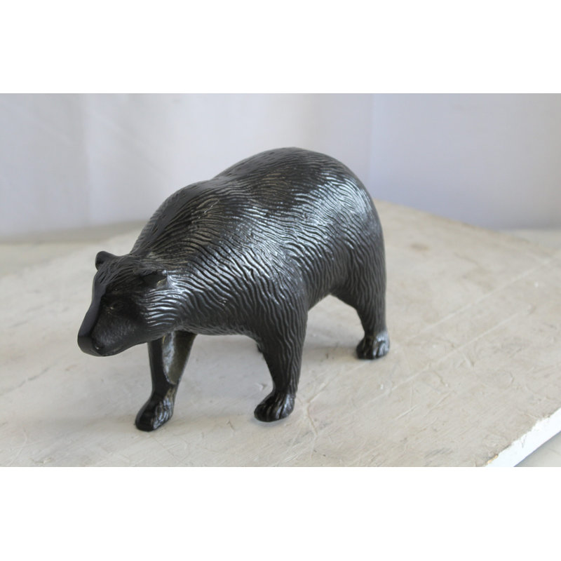 Sculpture de petit ours en aluminium abstrait Gundela, majestueux pour votre espace 11 po x 4 po x H 7 po