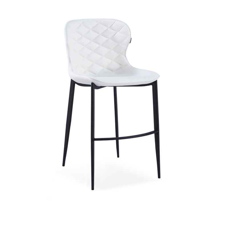 Albert Upholstered Counter Stool, White, Black, Counter Stool (24” Seat Height)
