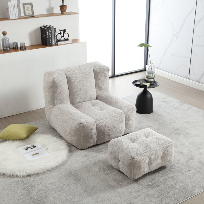 38.58“Comfortable Lazy Sofa Bean Bag Chairs, Light Grey