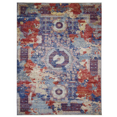 Hand Knotted Wool Area Rug in Multi
