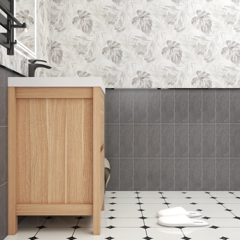Meuble-lavabo simple 23,5 po avec plateau Laverock, Chêne clair