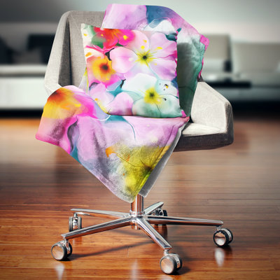 Designart 'Colourful Watercolor Floral Pattern' Floral Throw Pillow