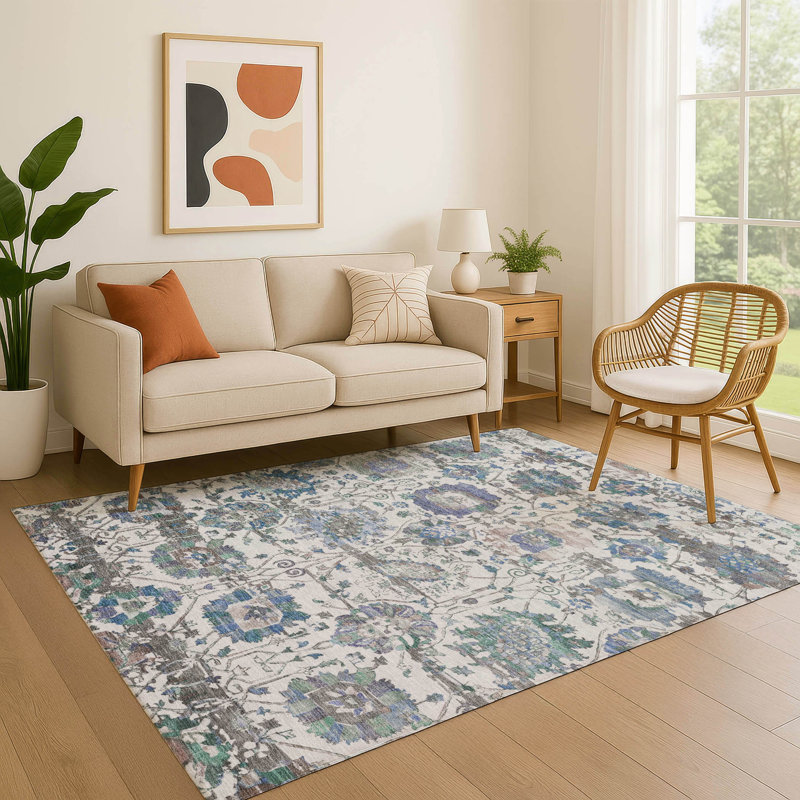 Premium Machine Washable Lubbers AMF1732 Global Rug, Rectangle 5' x 7'6"