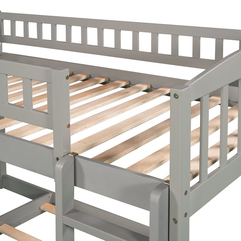 Over  Bunk Bed With Slide And Ladder, Grey