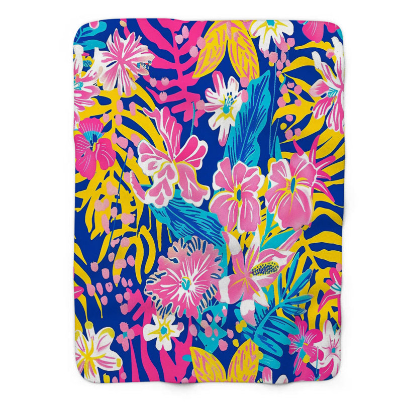 Motif de balise maritime - 1 pièce Sherpa Premium, L 50 po x L 60 po, Aquarelles florales BCBG