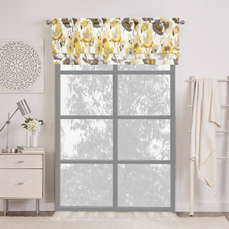 Cantonnière florale sur mesure 50 po, Gris / jaune