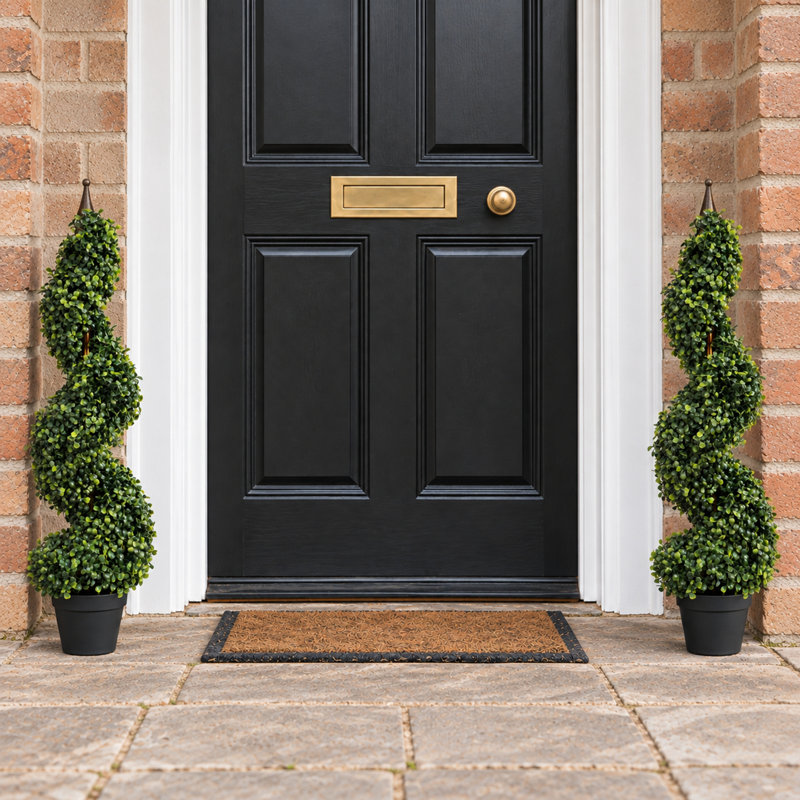 90 cm H Faux Palm and Boxwood Plant in Plastic Pot Liner