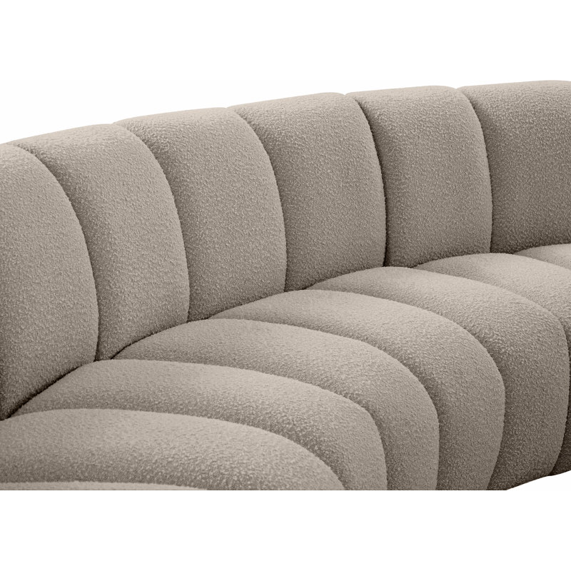Infinity 119" Wide Symmetrical Modular Corner Sectional, Brown Boucle Fabric
