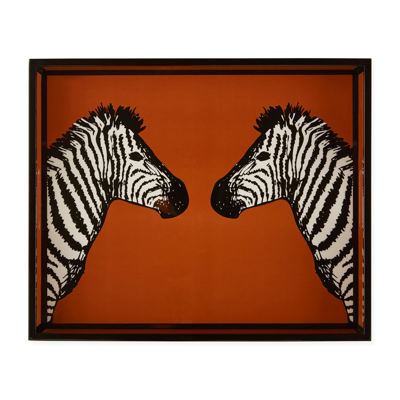 Cognac/Black/White Resin Rectangle Decorative Tray